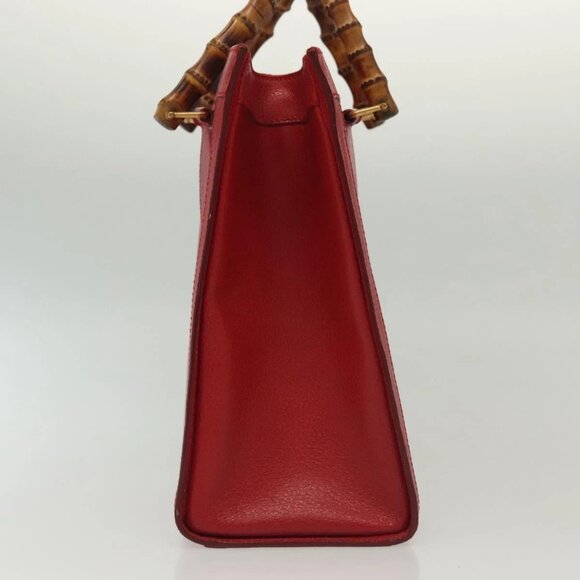 GUCCI Bamboo Hand Bag Leather Red Gold 002 2865 0260 Auth ep10194 - Picture 5 of 15